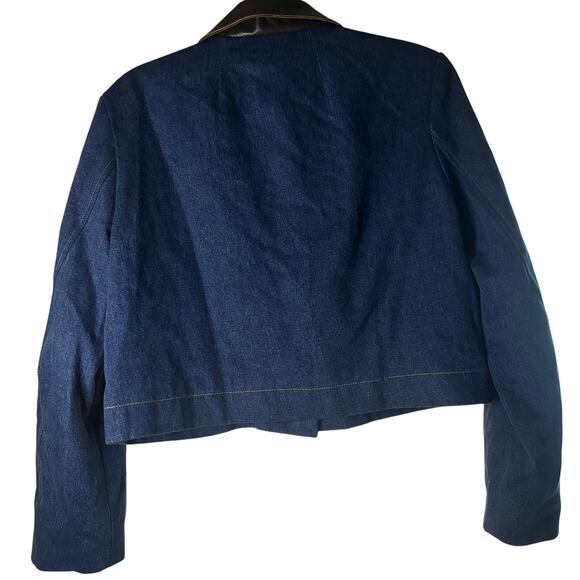 Sandro Denim Jacket with Leather Collar - Picture 4 of 16